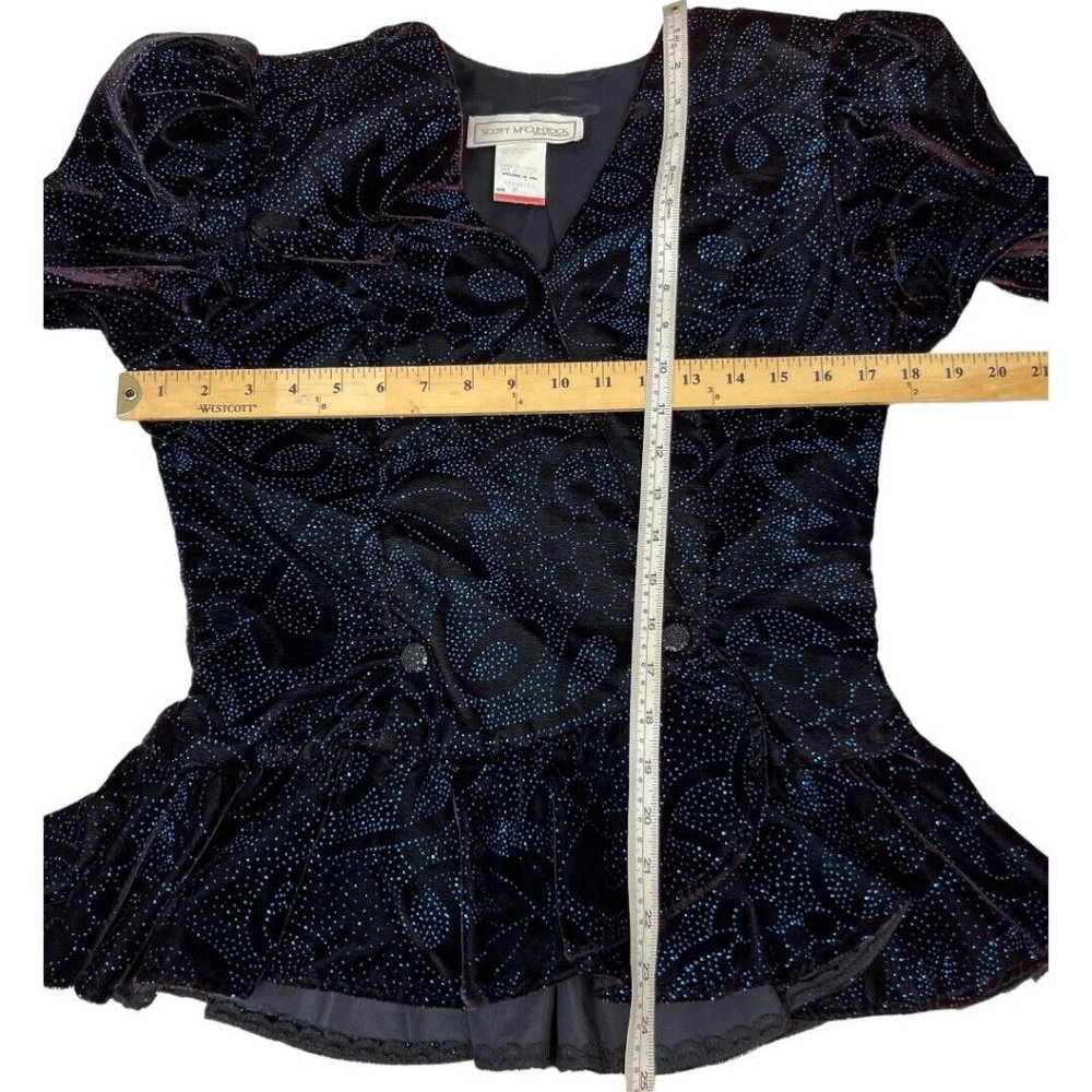 Vintage Scott McClintock Sportswear Blazer Jacket Velvet Blue Puff Sleeve Size 8 - Picture 8 of 10